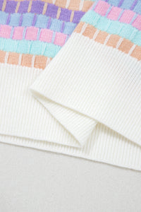 KaleaBoutique Comfortable Abstract Striped Knit Short Sleeve Sweater - KaleaBoutique.com