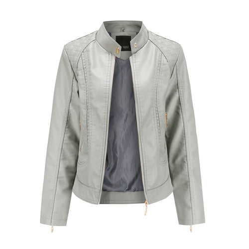 KaleaBoutique Women's Stand-Collar PU Zip Jacket - KaleaBoutique.com