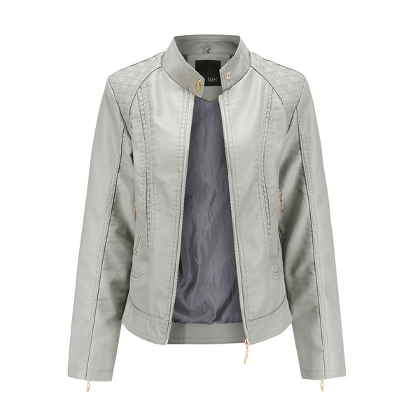 KaleaBoutique Women's Stand-Collar PU Zip Jacket - KaleaBoutique.com