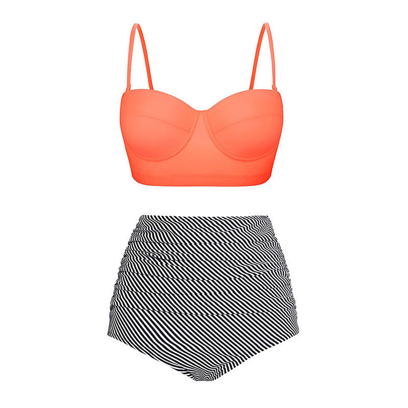 Women's High-Waist Ruched Tankini Set with Underwire Top - KaleaBoutique.com