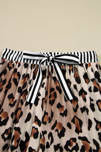 KaleaBoutique Stylish Dearlove Leopard Print Colorblock Striped Edge Shirt and Pants Pajama Set - KaleaBoutique.com