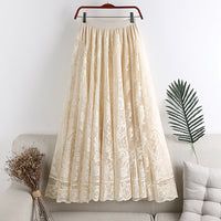 Women's Elastic-Waist Floral Lace Maxi Skirt - KaleaBoutique.com