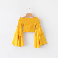 Women's slim fit flared sleeve blouse - KaleaBoutique.com