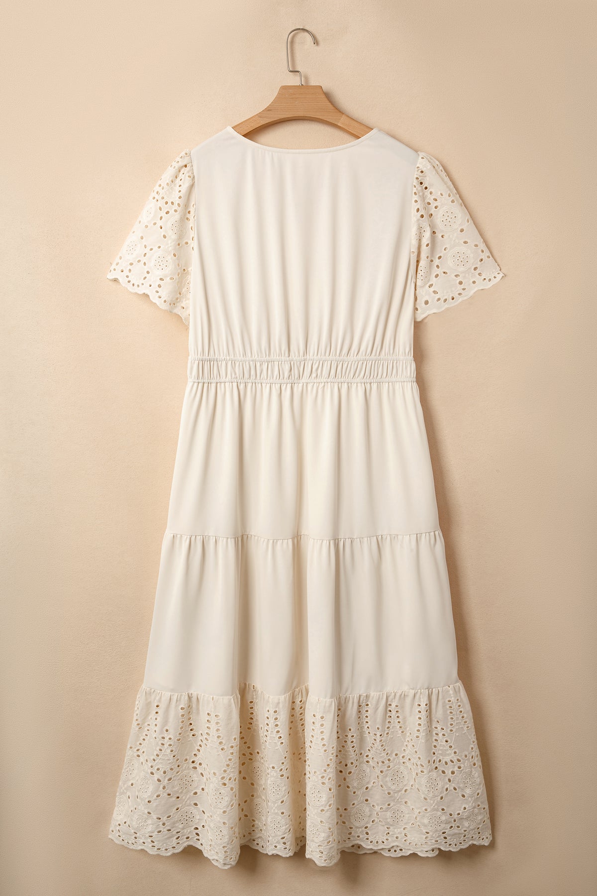 Apricot Plus Size V-Neck Eyelet Embroidered Maxi Dress - KaleaBoutique.com