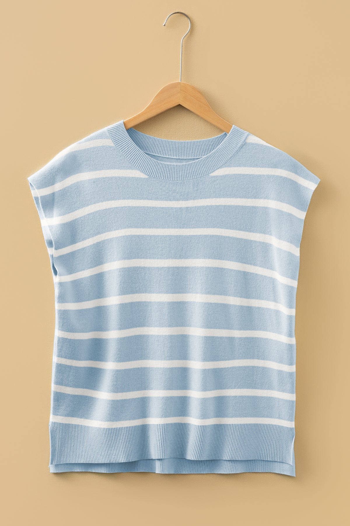 KaleaBoutique Stylish Side Slits Crewneck Short Sleeve Sweater Tee - KaleaBoutique.com