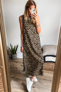KaleaBoutique Stylish Contrast Striped Trim Leopard Sleeveless Maxi Dress - KaleaBoutique.com