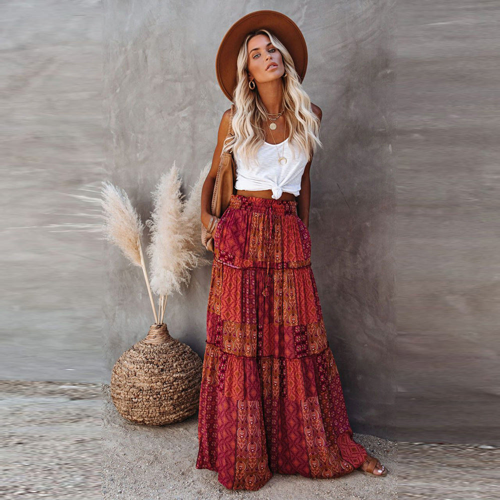 Women's Boho High-Waist Tiered Print Maxi Skirt - KaleaBoutique.com