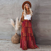 Women's Boho High-Waist Tiered Print Maxi Skirt - KaleaBoutique.com