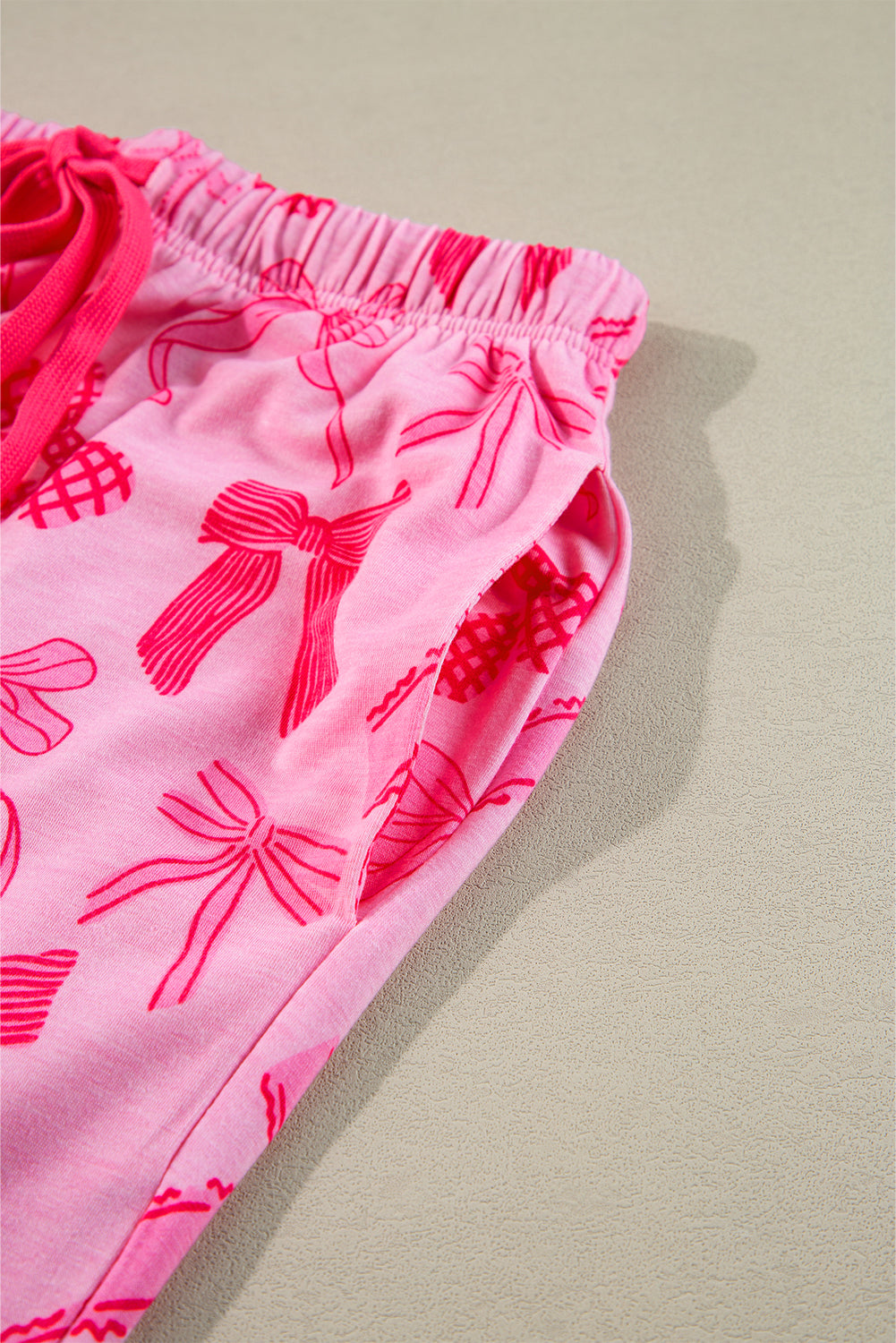 KaleaBoutique Comfortable Bow Knot Print Lapel Collar Short Sleeve and Pants Pajamas Set - KaleaBoutique.com