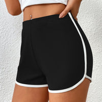 Women's Black Swim Shorts with White Contrast Trim - KaleaBoutique.com