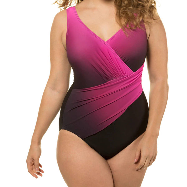 Women's Ombre Wrap-Front One-Piece Swimsuit by Kalea Boutique - KaleaBoutique.com
