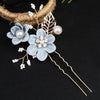 Blue Flower Bridal Hair Comb, Bridesmaid Floral Blue Hairpieces, Wedding Blue Flower Wire Hairpins - KaleaBoutique.com