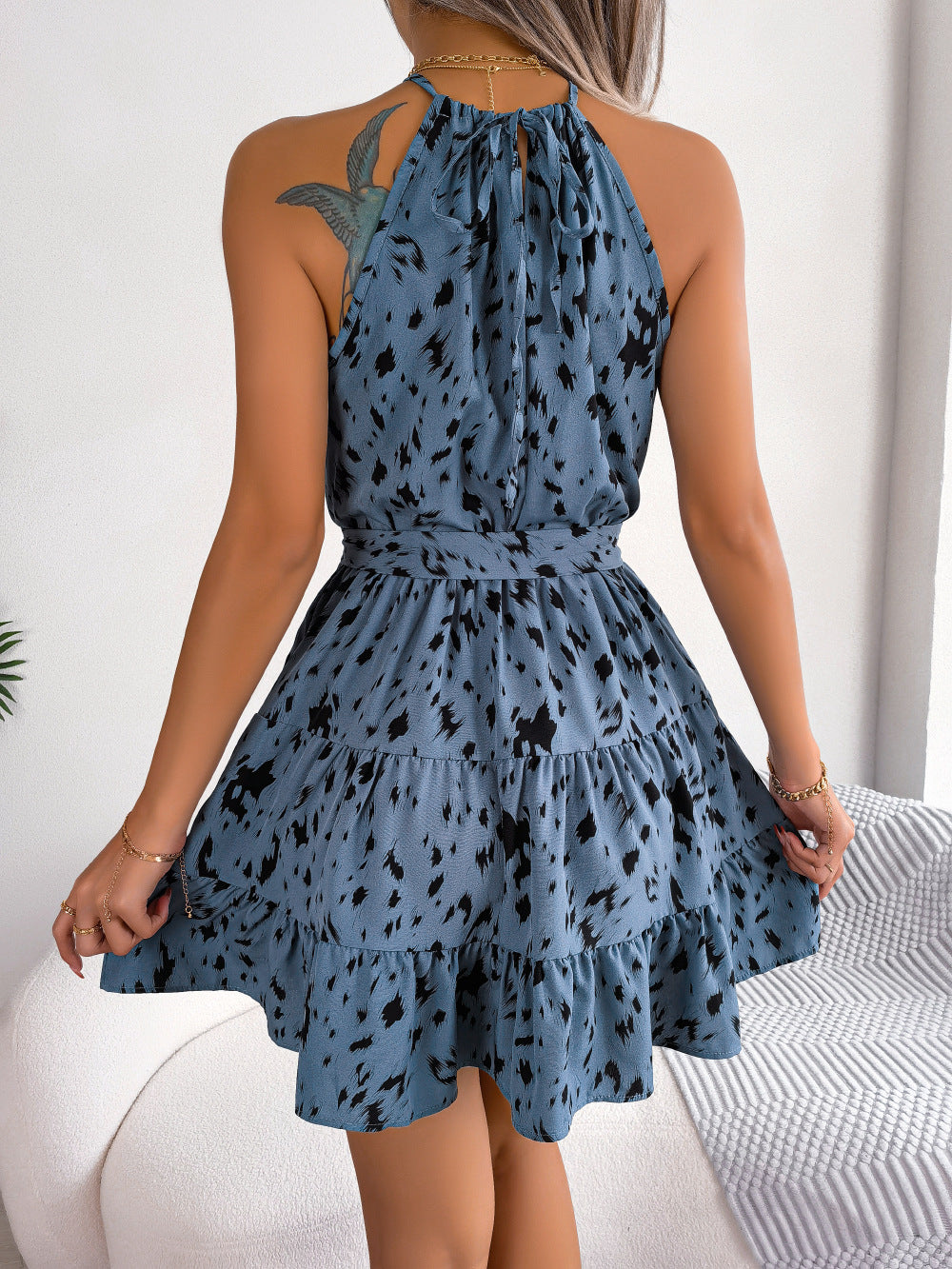 Casual Leopard Print Ruffled Swing Dress Summer Fashion Beach Dresses Women - KaleaBoutique.com
