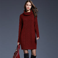 Women's Cable-Knit Turtleneck Sweater Dress - KaleaBoutique.com