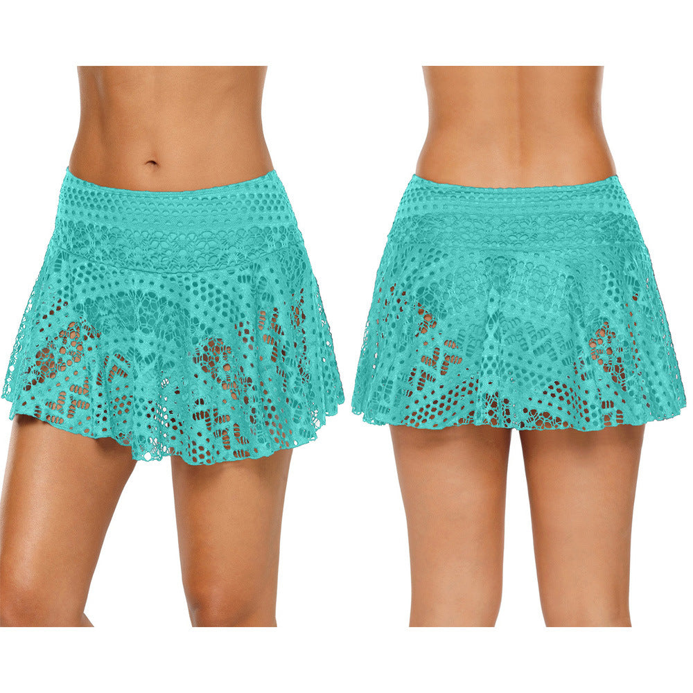 Women's Crochet Style Lace Overlay Swim Skirt Bottoms - KaleaBoutique.com