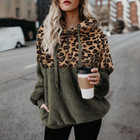 Women's Leopard-Print Colorblock Plush Pullover Hoodie - KaleaBoutique.com