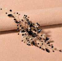 Black Gem Bridal Hair Comb, Rhinestone Gothic Hairpiece, Large Wedding Black Crystal Headpiece - KaleaBoutique.com