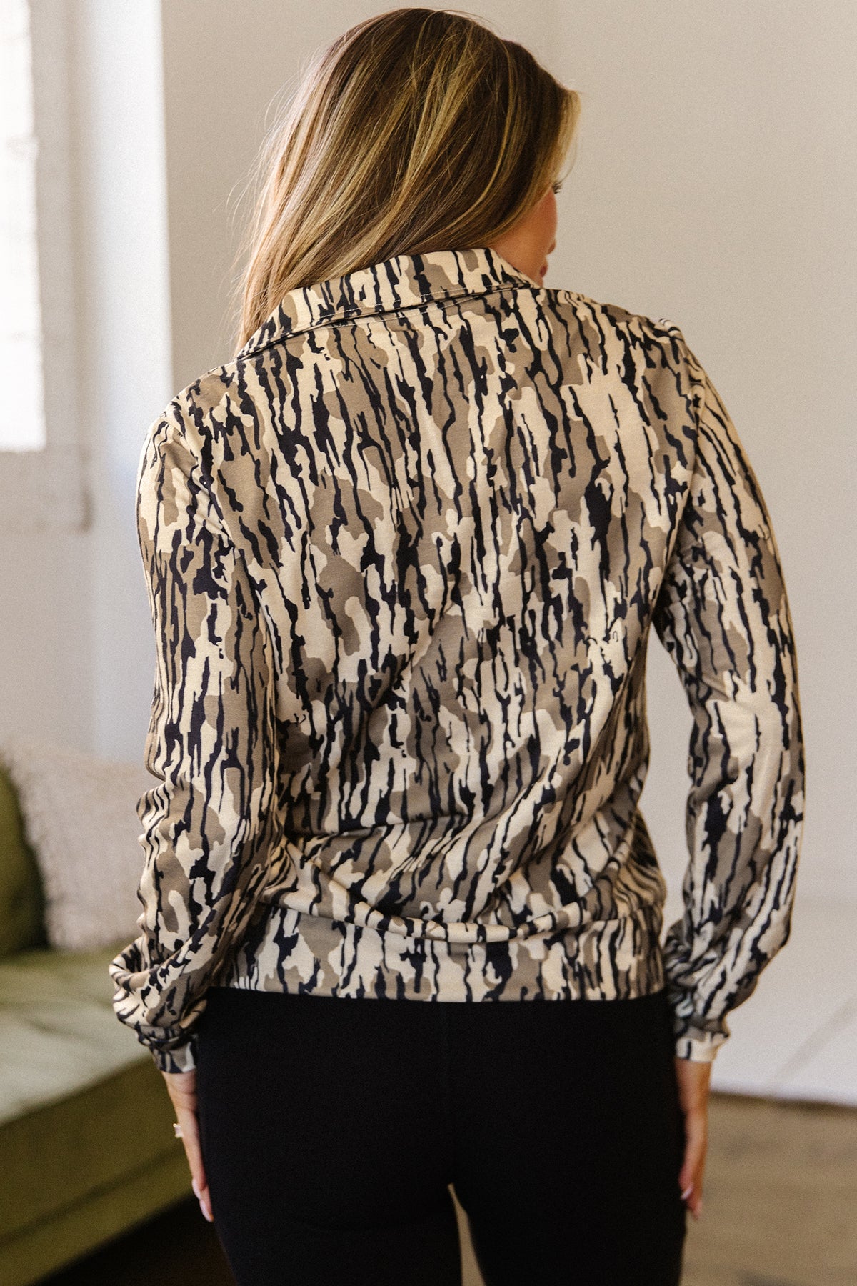 KaleaBoutique Comfortable Camouflage Zipper Collar Front Pocket Pullover Sweatshirt - KaleaBoutique.com