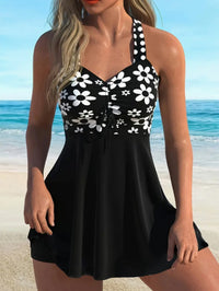 Women's Paisley Print Ruched Swim Dress and Shorts 2 PC Tankini Set - KaleaBoutique.com