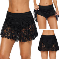 Women's Crochet Style Lace Overlay Swim Skirt Bottoms - KaleaBoutique.com