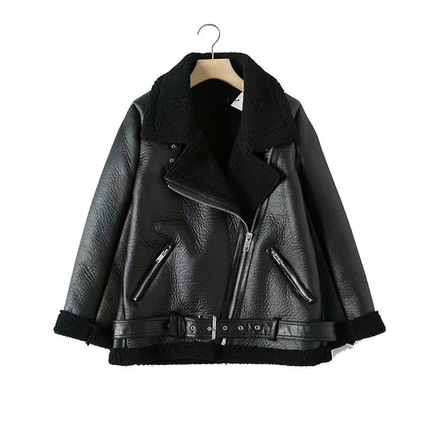 KaleaBoutique Women's PU Faux-Lamb-Leather Jacket - KaleaBoutique.com