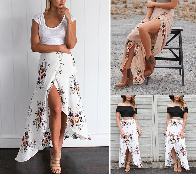 Women's Floral Tie-Waist Asymmetric Wrap Maxi Skirt - KaleaBoutique.com
