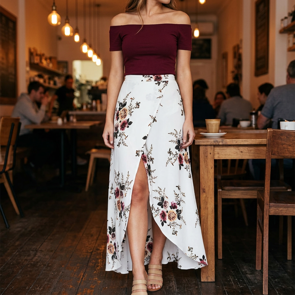Women's Floral Tie-Waist Asymmetric Wrap Maxi Skirt - KaleaBoutique.com