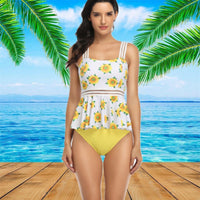 Women's Peplum Swim Top and Briefs 2 PC Tankini Set - KaleaBoutique.com