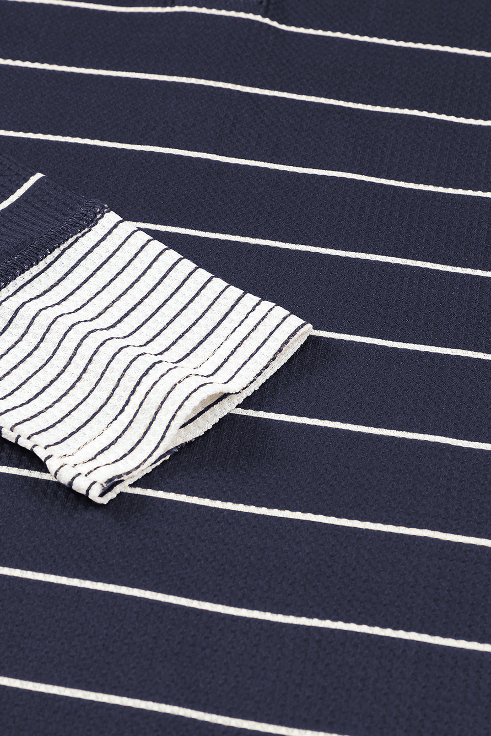 KaleaBoutique Stylish Striped Buttoned Henley Waffle Knit Top - KaleaBoutique.com