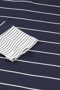 KaleaBoutique Stylish Striped Buttoned Henley Waffle Knit Top - KaleaBoutique.com