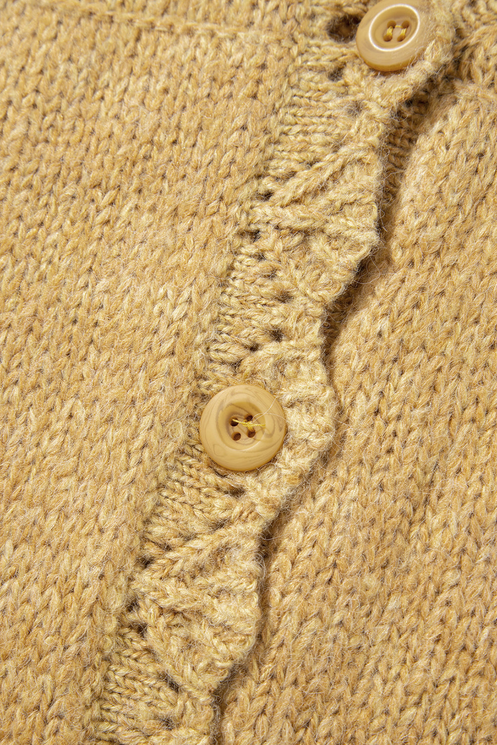 KaleaBoutique Stylish Lantern Sleeve Scallop V Neck Buttoned Front Cardigan - KaleaBoutique.com