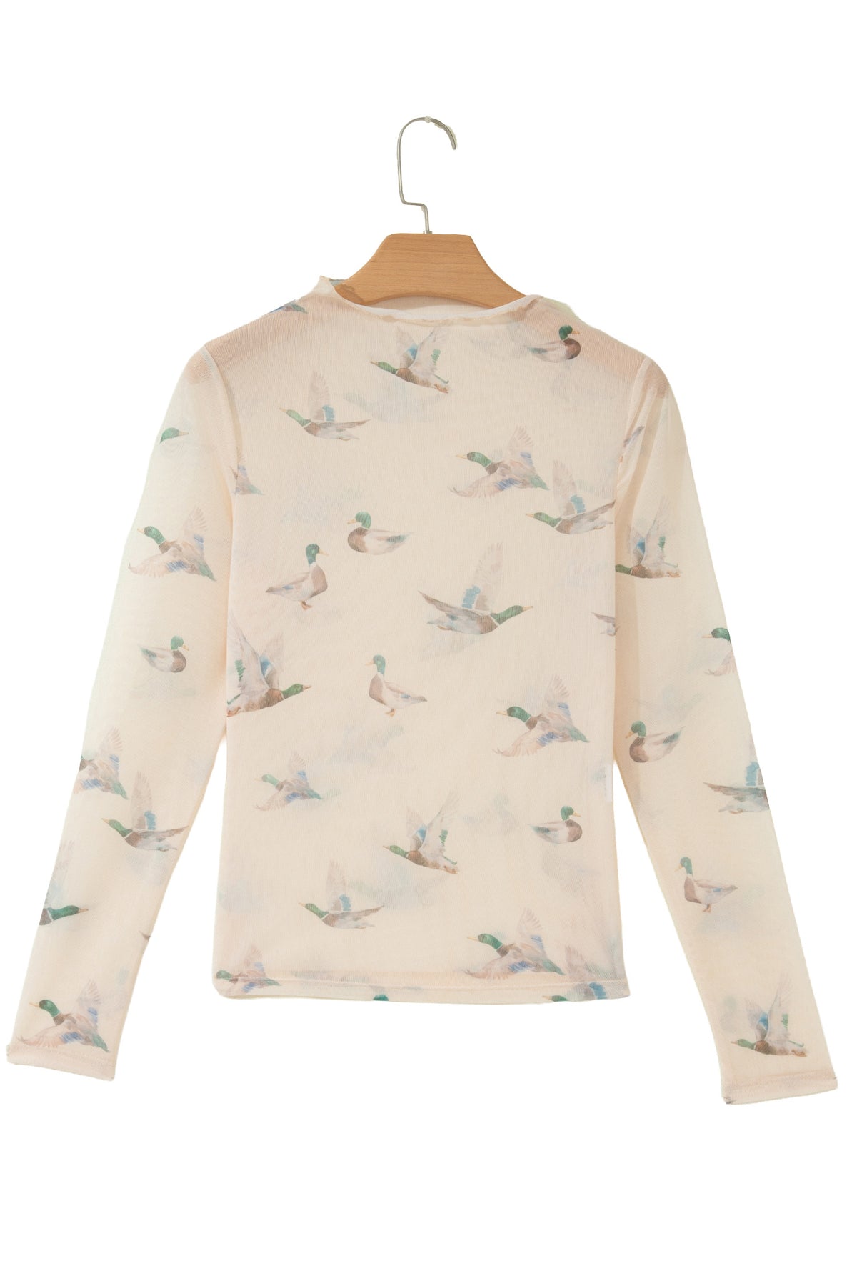KaleaBoutique Stylish High Neck Western Print Mesh Sheer Long Sleeve Top - KaleaBoutique.com