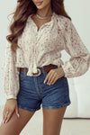 KaleaBoutique Floral Embroidered Lace Bubble Sleeve Shirt - KaleaBoutique.com