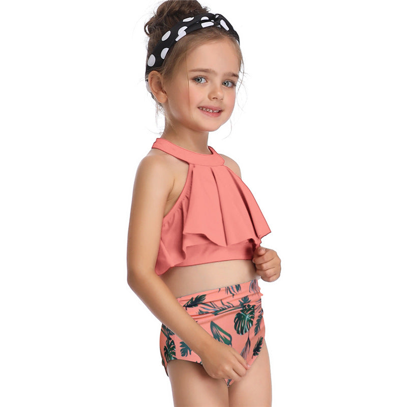 Women's and Girls' Matching Ruffle-Halter High-Waisted Bikini Sets - KaleaBoutique.com