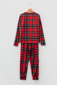 KaleaBoutique Stylish Festive Plaid Print Round Neck Long Sleeve and Pants 2 Piece Lounge Set - KaleaBoutique.com
