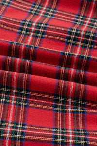 KaleaBoutique Christmas Plaid V Neck 3/4 Sleeve Tie Waist Ruffle Hem Long Dress - KaleaBoutique.com