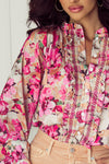 KaleaBoutique Floral Print Ruffled Stitch Buttoned Loose Fit Shirt - KaleaBoutique.com