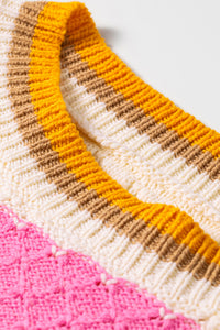 Striped Colorblock Texture Drop Shoulder Sweater - KaleaBoutique.com