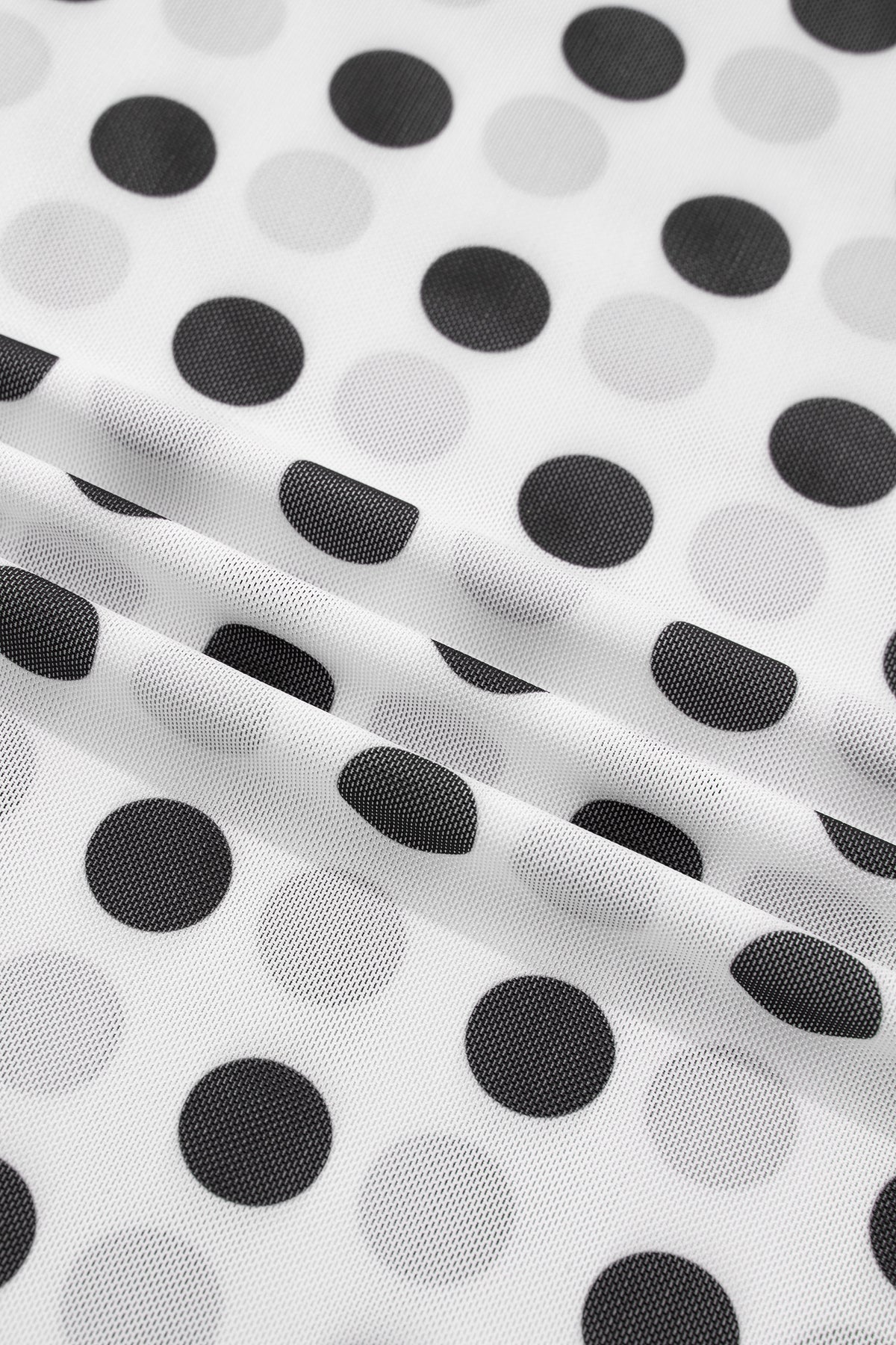 KaleaBoutique Stylish Polka Dot Mesh Long Sleeve Stand Neck Sheath Top - KaleaBoutique.com