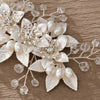 Embossed Metal Flower Hairclip, Gold Leaf Bridal Alligator Floral Wedding Hair Clip, Gold or Silver - KaleaBoutique.com