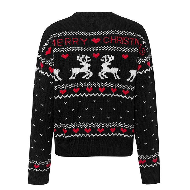Women's Reindeer and Hearts Christmas Pullover Sweater - KaleaBoutique.com