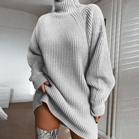 Women's Mock-Neck Raglan-Sleeve Knit Sweater Dress - KaleaBoutique.com