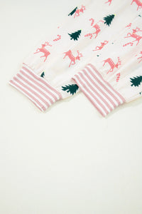 KaleaBoutique Comfortable Bow Christmas Tree Print Contrast Striped Banding 2pcs Lounge Set - KaleaBoutique.com