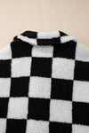 KaleaBoutique Checkered Side Pockets Collared Buttoned Fleece Jacket - KaleaBoutique.com