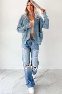 KaleaBoutique Stylish Mineral Wash Exposed Seam Patchwork Knit Open Sweater Cardigan - KaleaBoutique.com