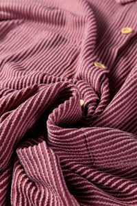 Pink Roll Tab Sleeve Ribbed Cording Shacket - KaleaBoutique.com