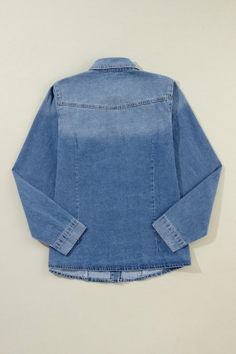 KaleaBoutique Flap Pockets Slim Buttoned Denim Shirt - KaleaBoutique.com