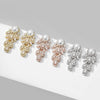 14K Gold Plated Bridal Pearl Studs, CZ Diamond Crystal Studded Earrings, Bridal Leaf Earrings, Wedding Bridesmaid Crystal Stud Pearl Earrings - KaleaBoutique.com