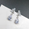 14K White Gold Crystal Teardrop Earrings, CZ Diamond Crystal Bridal Studs, Wedding Bridesmaid Crystal Earrings - KaleaBoutique.com