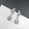 14K White Gold Crystal Teardrop Earrings, Diamond Crystal Bridal Stud Earrings, Wedding Bridesmaid Crystal Drop Studs Fashion CZ Earrings - KaleaBoutique.com